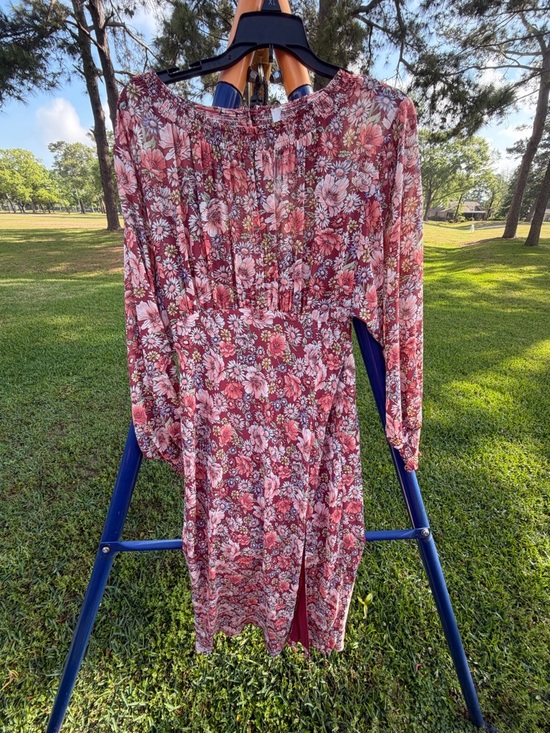 Astr Dresses & Skirts - ASTR The Label Floral Midi Dress Small Pink Smocked Long Sleeve Boho Cottagecore
